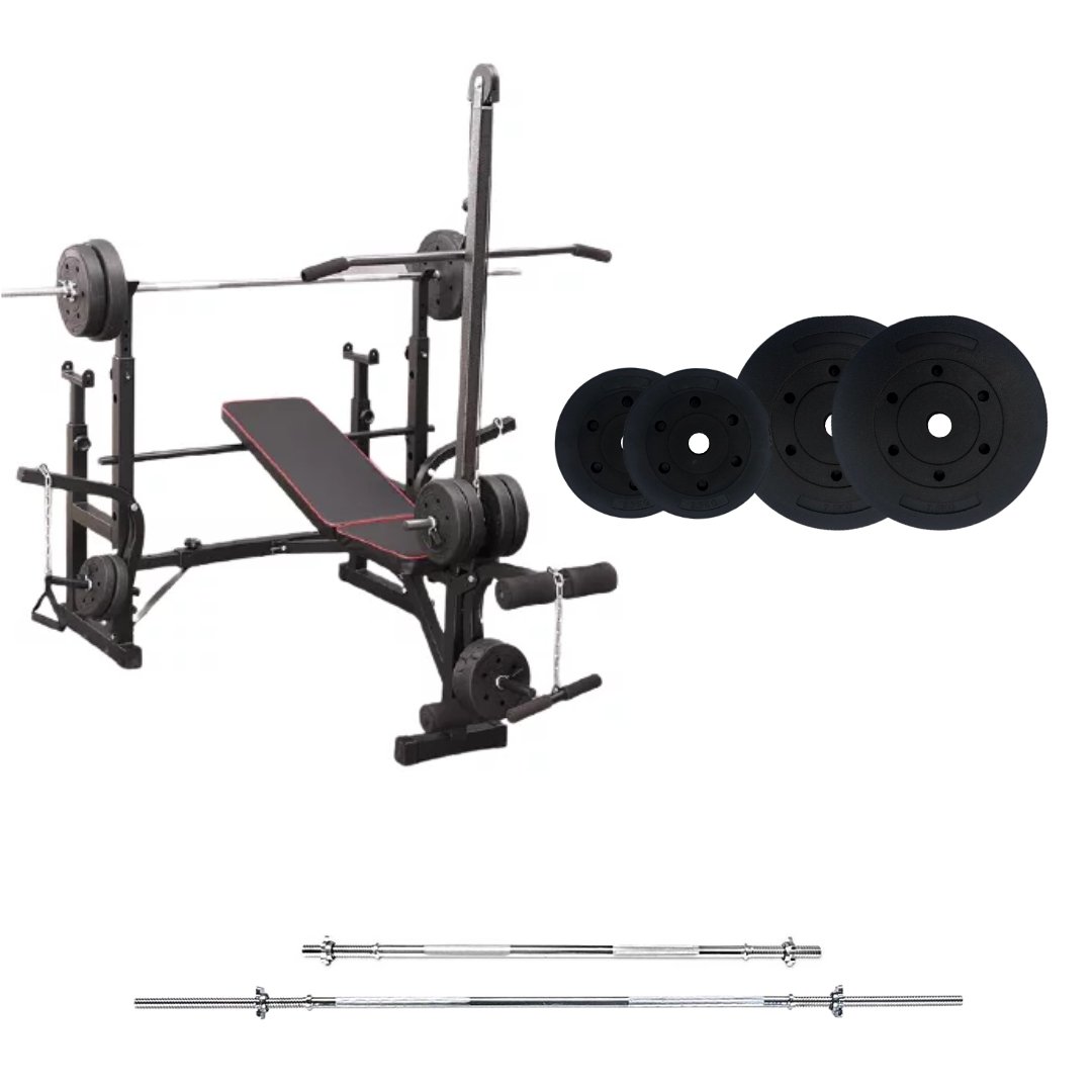 Banc de musculation réglable avec des ensembles de poids