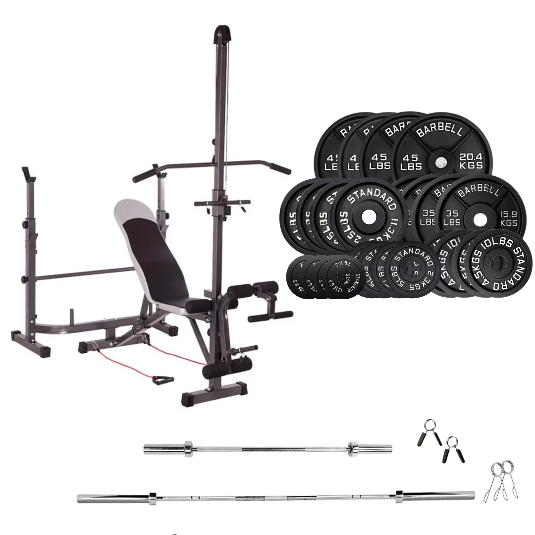 Banc de musculation réglable avec des ensembles de poids