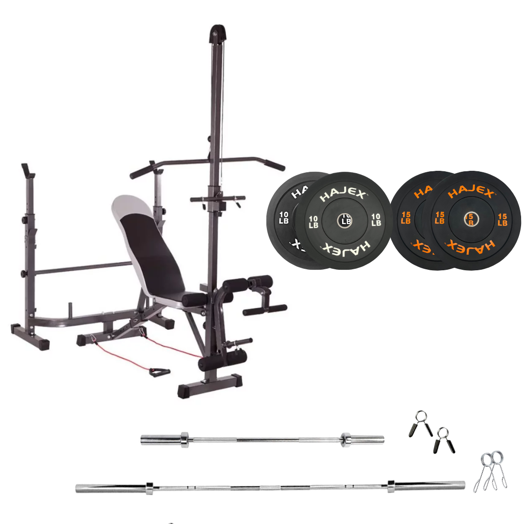 Banc de musculation réglable avec des ensembles de poids