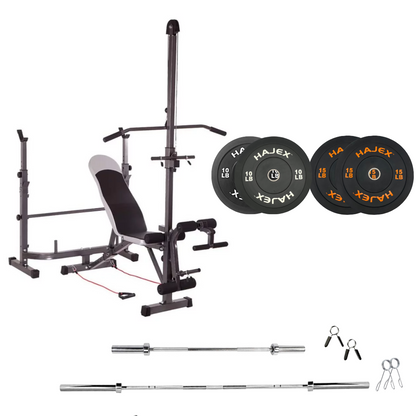 Banc de musculation réglable avec des ensembles de poids