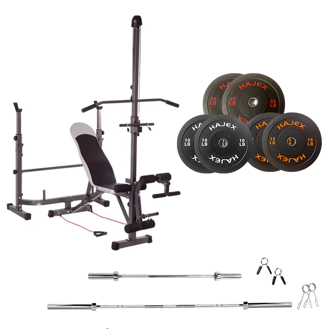 Banc de musculation réglable avec des ensembles de poids