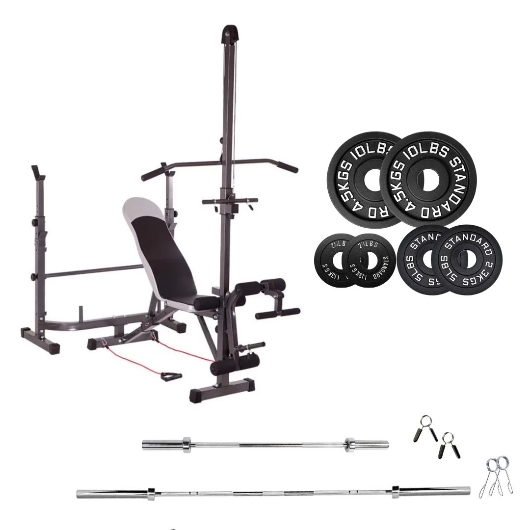 Banc de musculation réglable avec des ensembles de poids