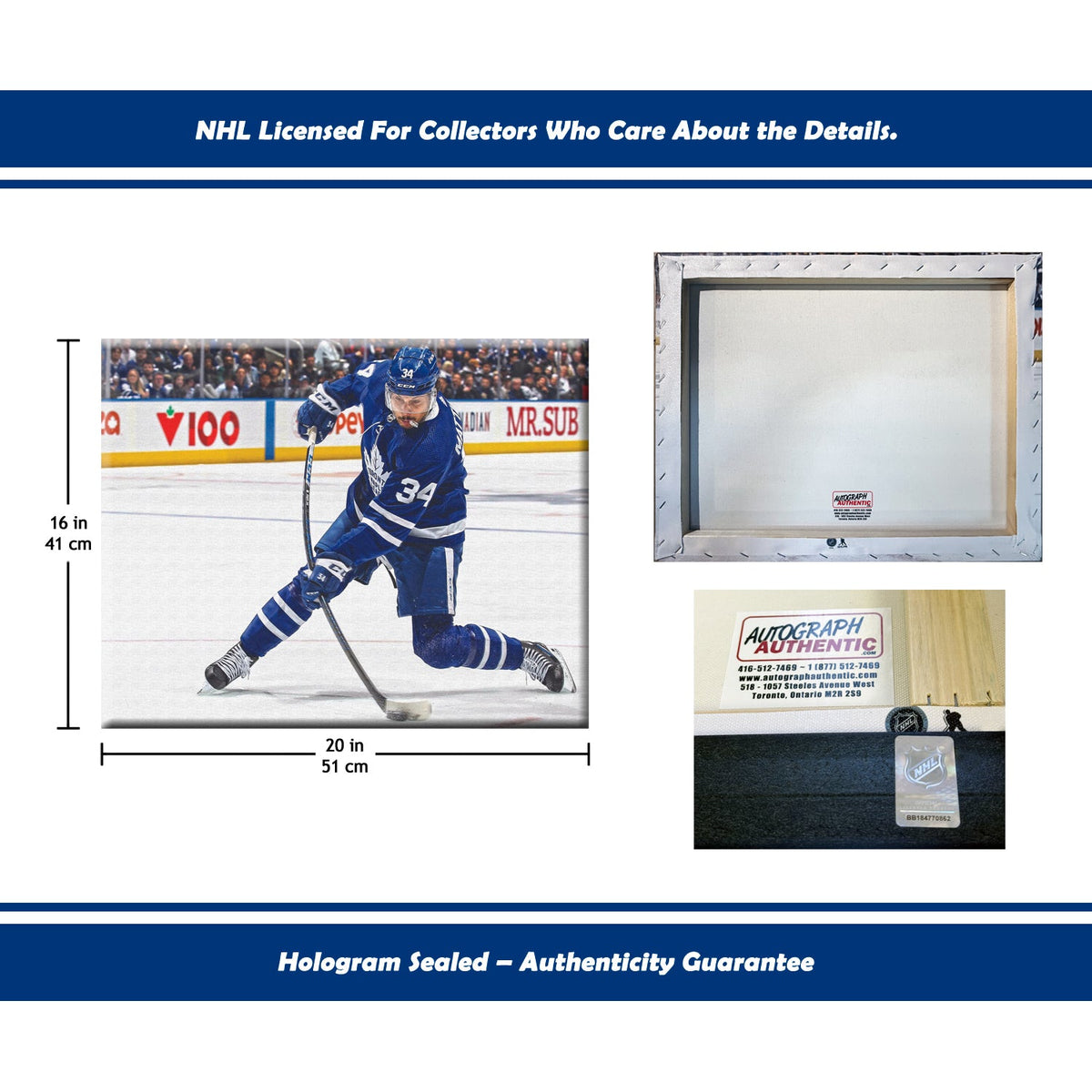 Auston Matthews Slapshot Toronto Hockey NHL Licensed Canvas