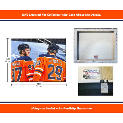 TOILE TENDUE CONNOR MCDAVID & LEON DRAISAITL 16"X20" - EDMONTON OILERS