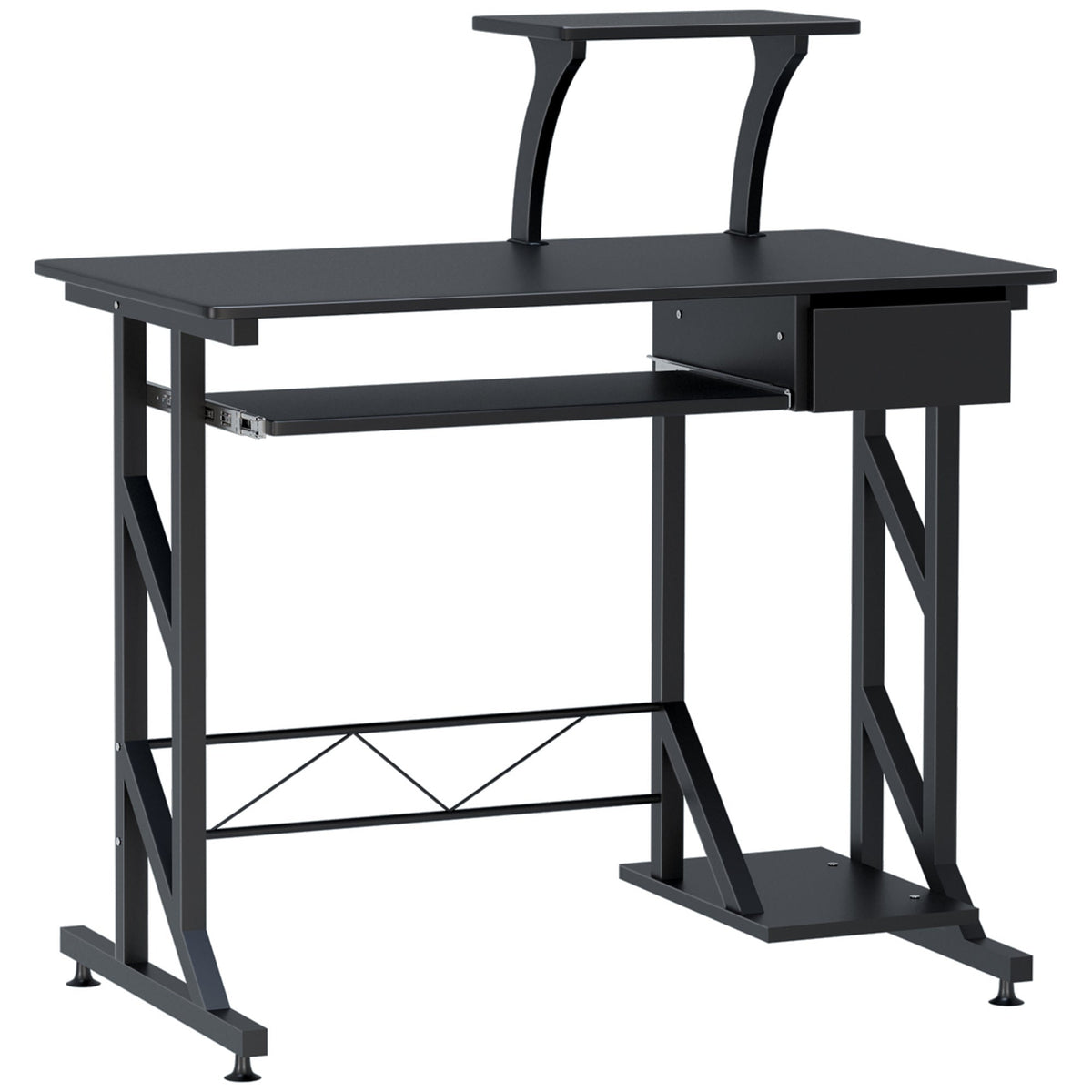 Indy Computer Desk with Keyboard Tray and Drawer-Black